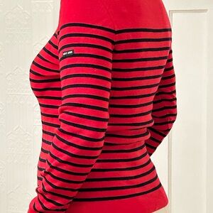Saint James 100% wool Red & Blue Striped Breton Long Sleeve Top almost new